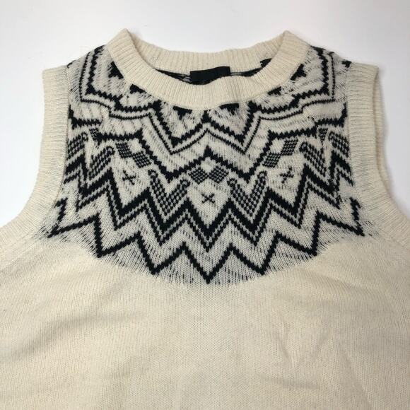 ATM Anthony Thomas Melillo Fair Isle Wool Sleeveless Sweater Ivory/black - S - Picture 3 of 11